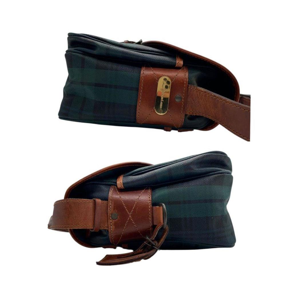 POLO RALPH LAUREN Shoulder Bag, Green Tartan Check Leather with Logo Plate an... - Picture 6 of 10